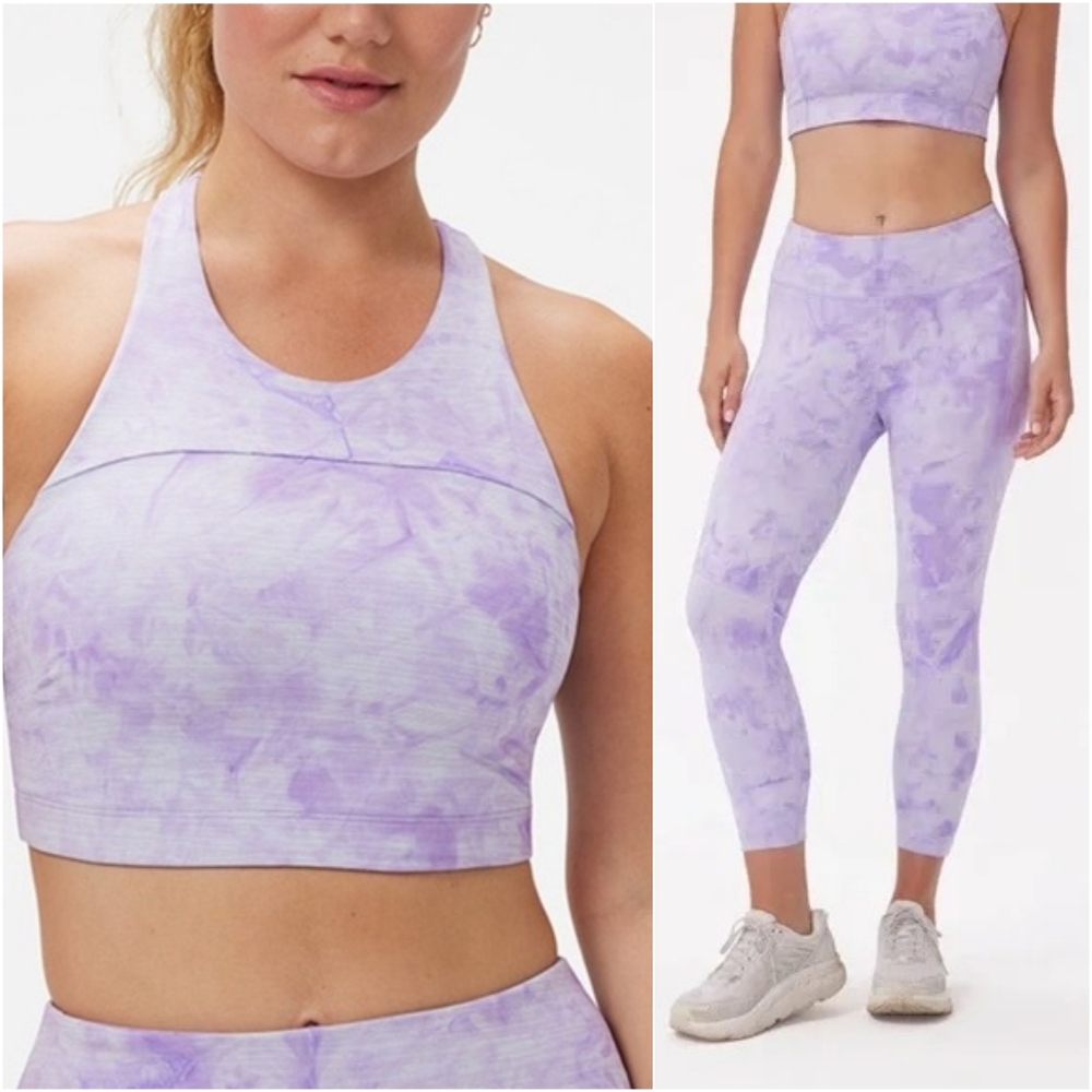 Outdoor Voices TechSweat Move Free Lavender Purple Tie-Dye Activewear Set XS